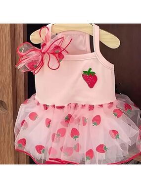 Pink Strawberry Tutu Dog Dress XL